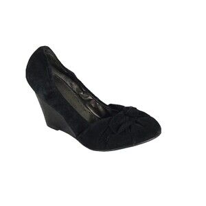 Libby Edelman Women Suede Ballet Wedge Shoe Sz.10M Black EUC